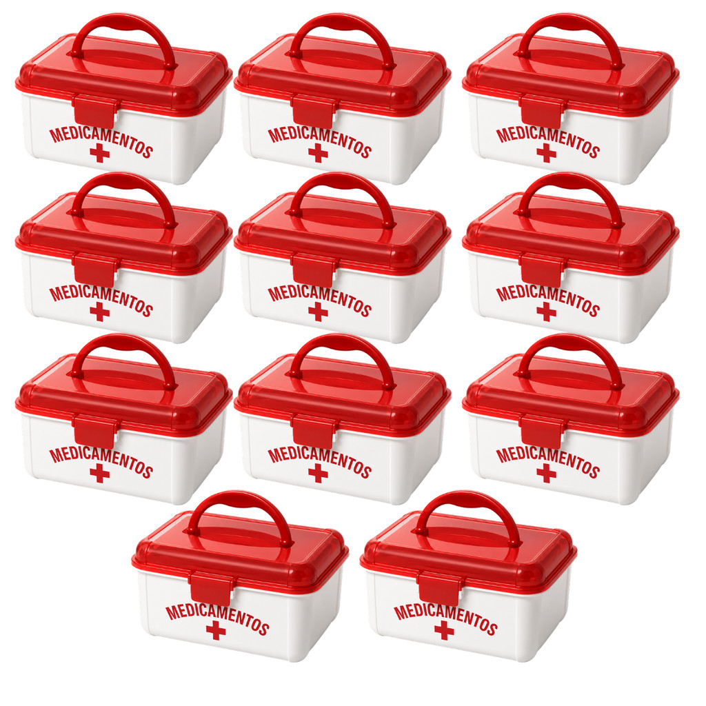 Kit 10 Un Maleta De Primeiros Socorros Pequena Branca 19 x 15 x 10cm Compacta Prática
