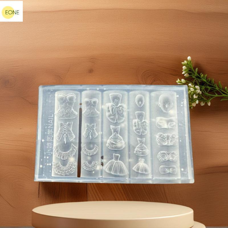 EONE Máscara Saia 3D Molde De Silicone Decorações Da Arte Do Prego DIY Manicure Ferramenta Design Castelo Chapéu Transpa