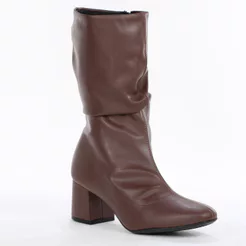 Bota Beira Rio Cano Médio Franzido Marrom - Feminino