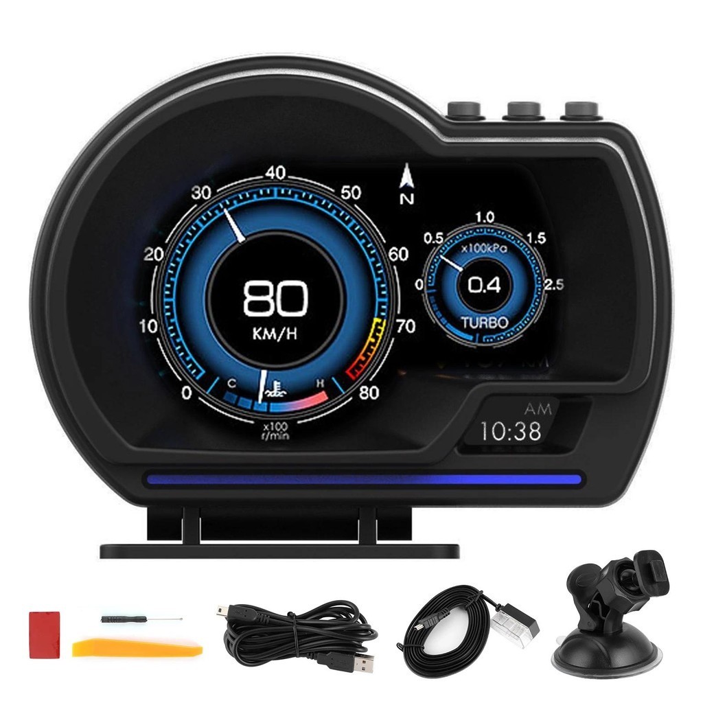 Display Digital Head-Up Aviso De Velocidade OBD2 + GPS Medidor Inteligente Carro HUD Velocímetro Turbo RPM Alarme Para T