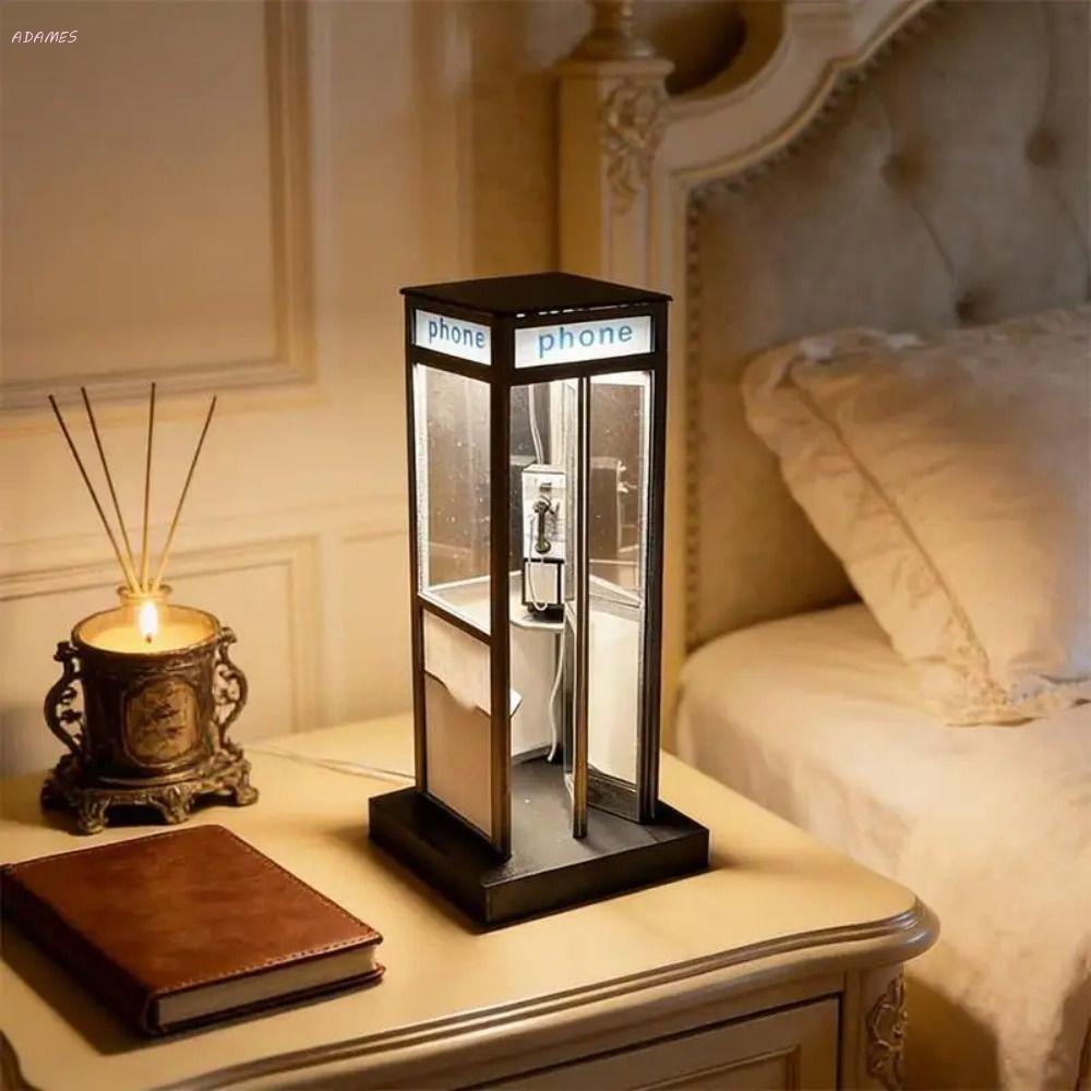 Lâmpada De Cabine Telefônica ADAMES , Abajur De Mesa Para Com Luz LED Quente Estilo Britânico , Decoração Exclusiva De C