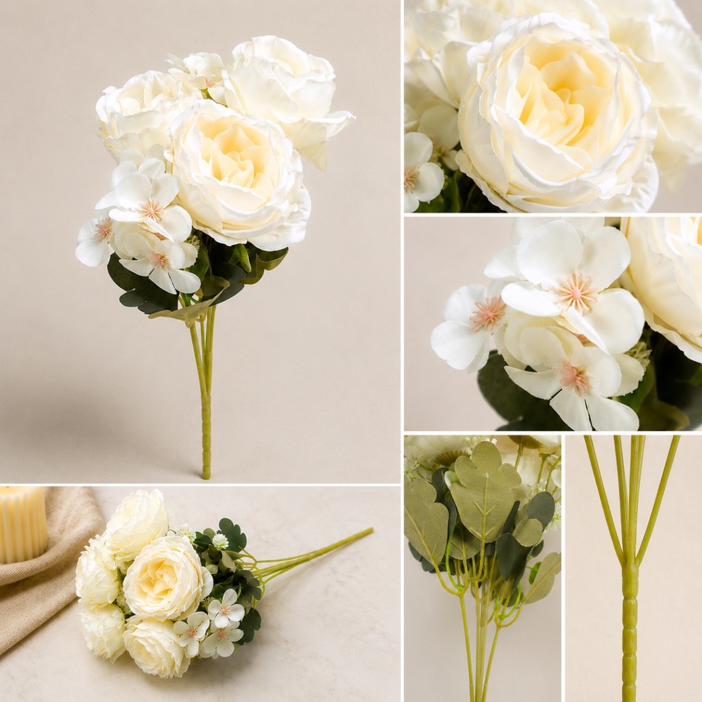 Buquê de Flores Rosa Artificial de Plástico para Decoração - Castela · foto 2