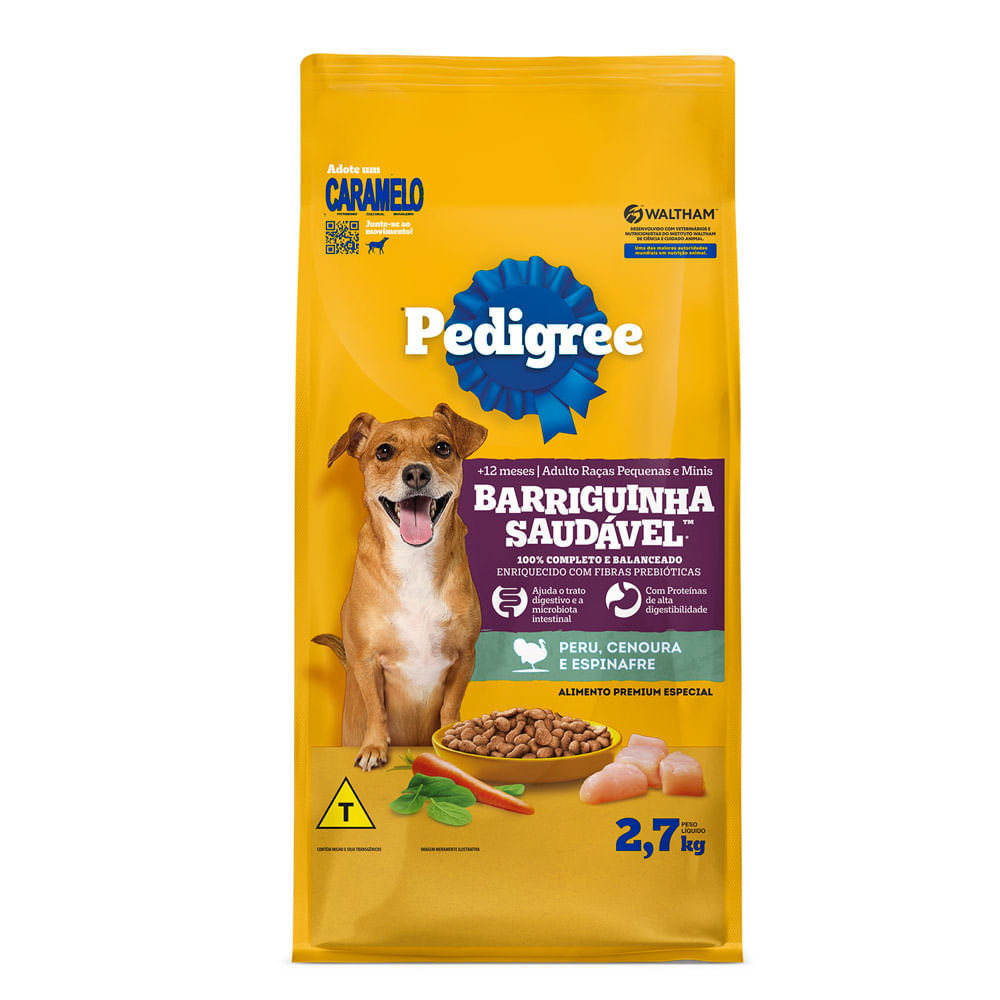 Ração para Cão Pedigree Barriguinha Saudável Sabor Peru Cenoura e Espinafre  2,7Kg