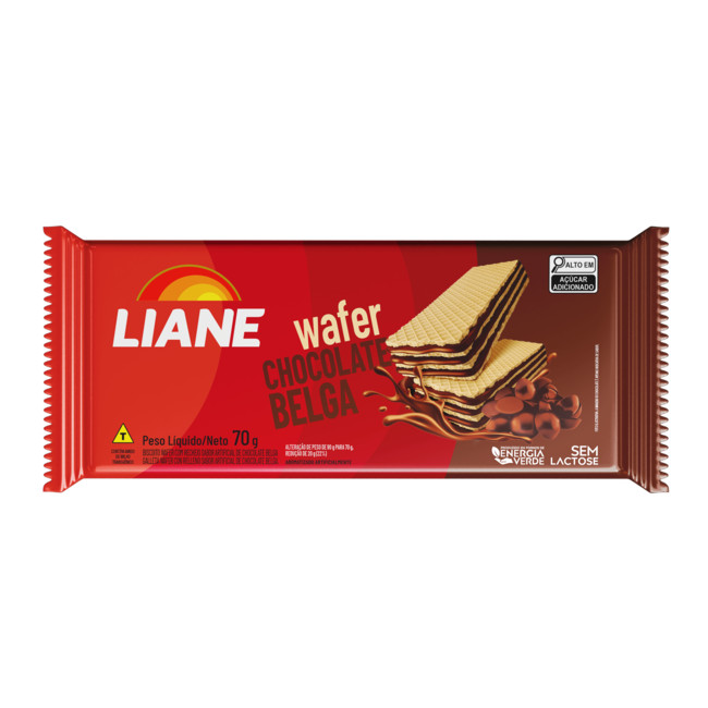 Wafer Chocolate Belga Liane 70g Zero Leite | Sem Lactose | Vegano | APLV