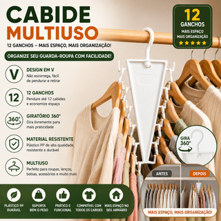 Organizador de Cabides em Forma de V de Dupla Face - Cabide Multi-Gancho que Economiza Es…
