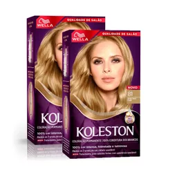 Kit 2 Tintura Creme Koleston Wella Louro Cinza Claro 81 Kit