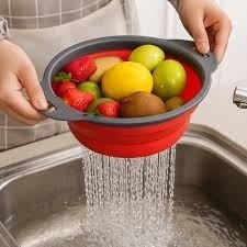 Escorredor Dobrável Bacia Peneira Lavar Frutas Macarrão Salada Cozinha