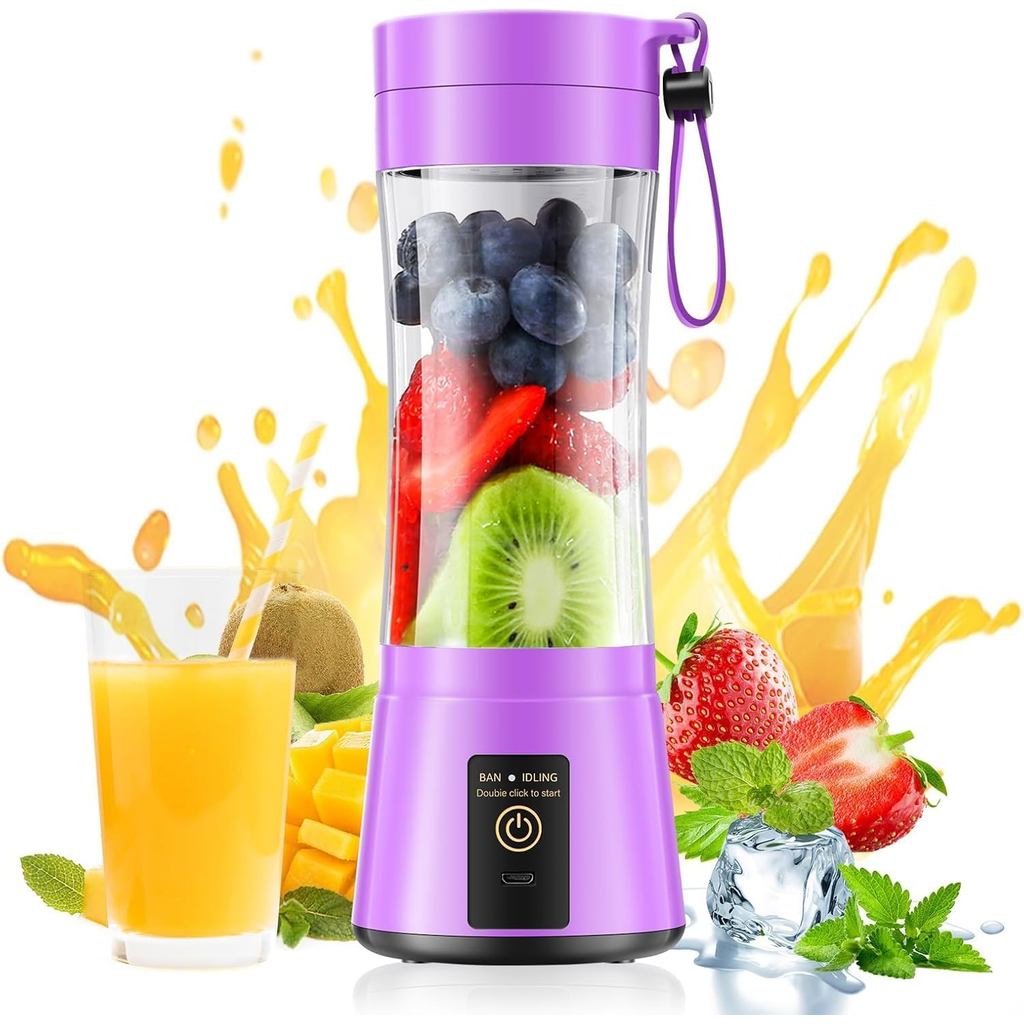 Liquidificador Pessoal Portátil Sem Fio - Mini Liquidificador para Fazer Smoothies e Shakes, 380ml, Livre de BPA, Ideal 