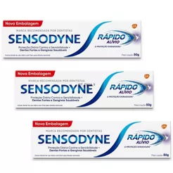 Kit 3 Creme Dental Sensodyne Rápido Alívio 50g