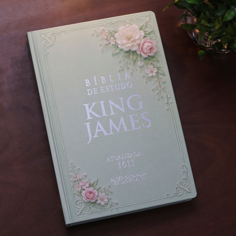 Bíblia de Estudo King James 1611 | KJA 400 Anos| Full Collor | Capa Dura Verde Floral · foto 2