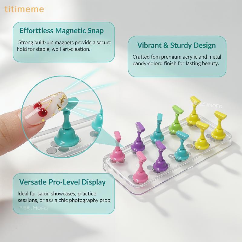 tr 1 Conjunto De Suporte Magnético Para Ponta De Unha Com Display Praticar Arte Em Unhas Esmalte Gel UV , Ideal Uso Domé