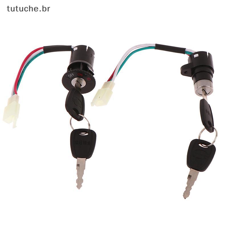 TU 1 Conjunto Universal Motocicleta E-Bike Interruptor Chave Com Fio Para Bicicleta Elétrica Scooter Acessórios BR