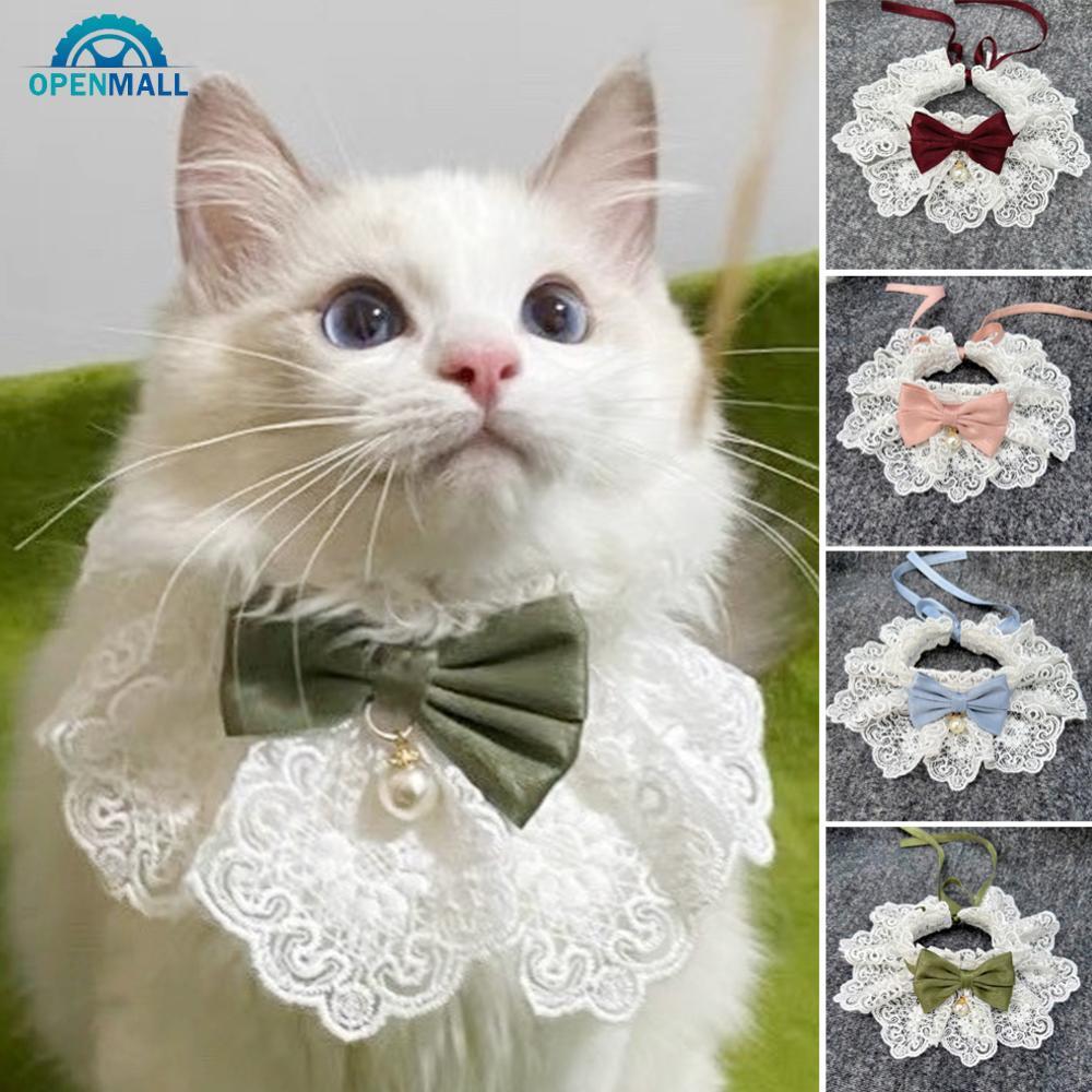 OPENMALL Laço Bowknot Pérola Colar Gato Cão Neckerchief Pet Gatinho Filhote De Cachorro Corda Babador Gravata Pescoço Ac