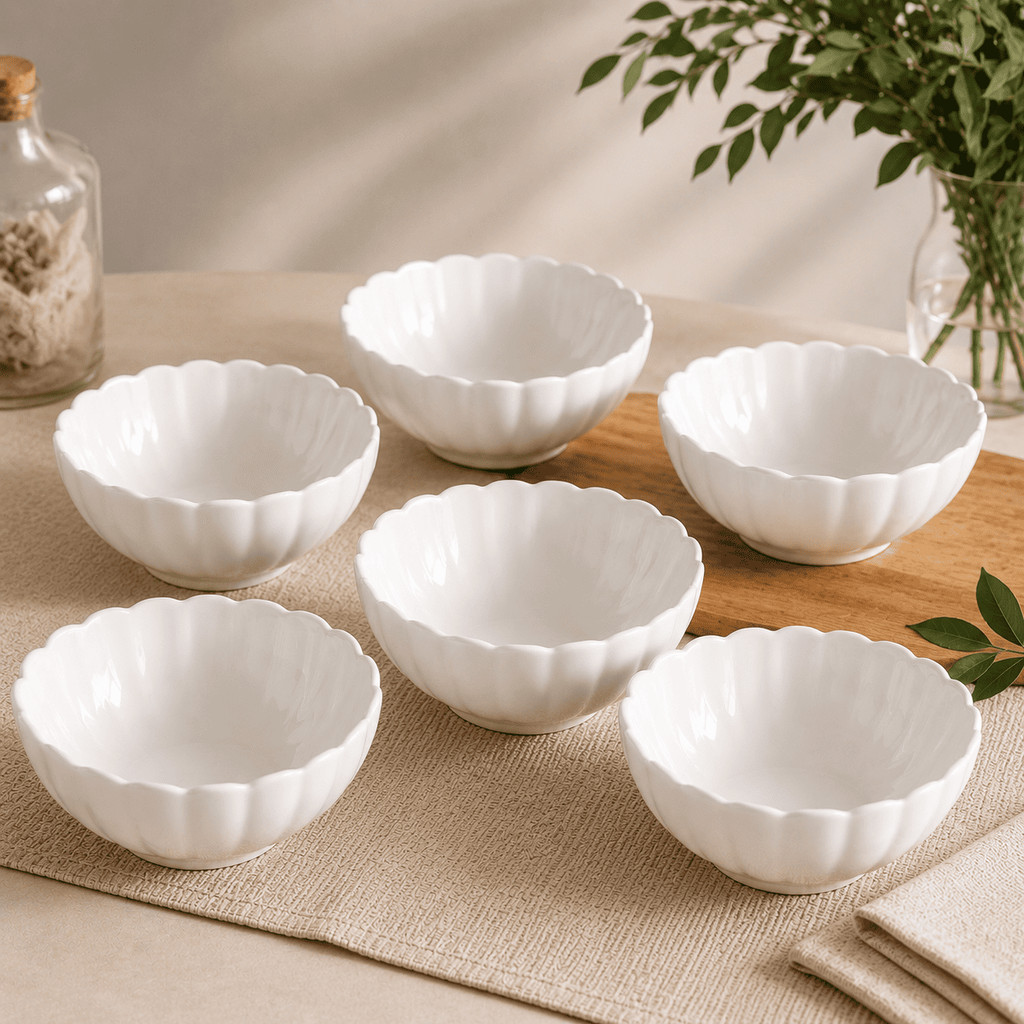 Jogo 6 Cumbucas Bowls Tipo Porcelana Branca 480ml Sopa Caldo Sobremesa Premium