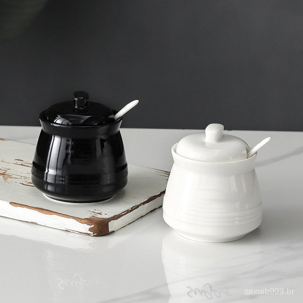 Pote de açúcar de cerâmica, pote para temperos, pequeno recipiente para açúcar, pote de armazenamento de açúcar para uso