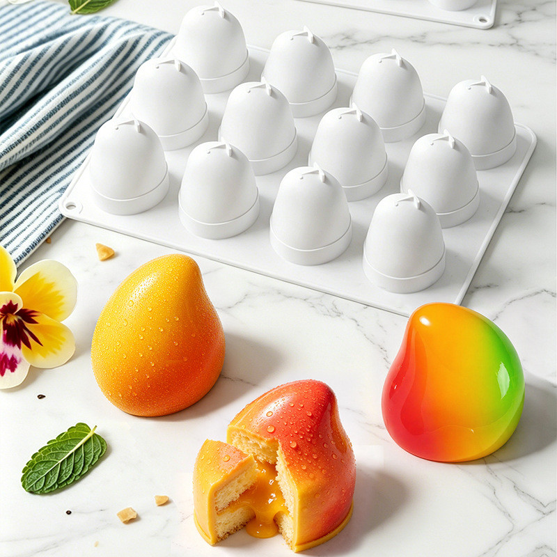 Molde de sorvete em forma de manga 3D, molde de Silicone para bolo de Mousse, gelatina, doces, sobremesa, molde de sorve