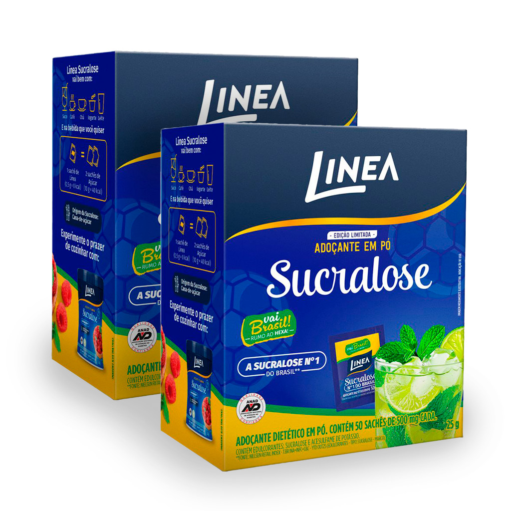 Kit 2 Adoçantes em pó Sucralose Linea 50 Sachês de 500mg - Especial Copa do Mundo 2026