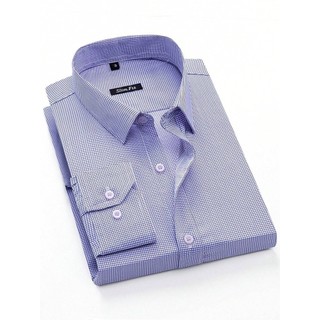 Camisa Masculina de Manga Longa Xadrez Fina sem Bolsos Importada