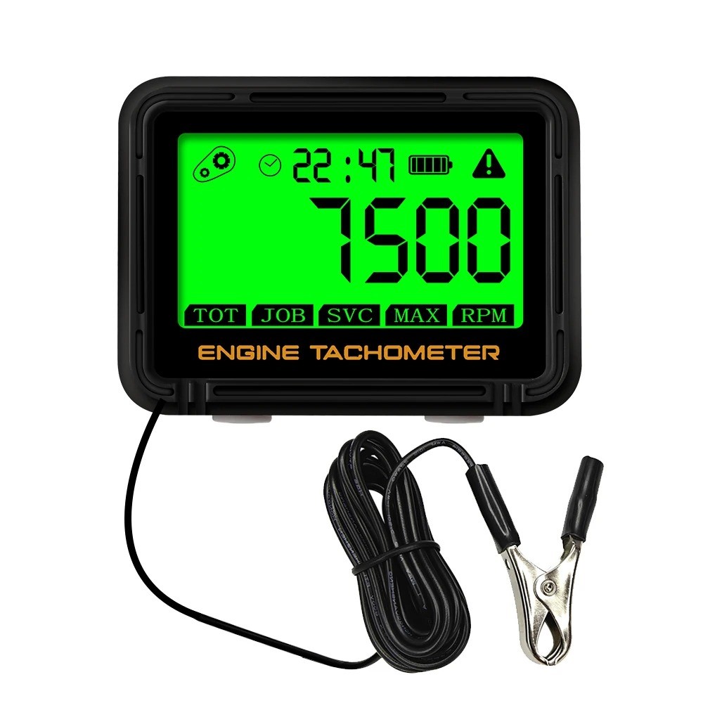 Digital Moto Tacômetro Indutivo Medidor De Hora Do Motor RPM Display LCD Backlight Com Clipe Jacaré