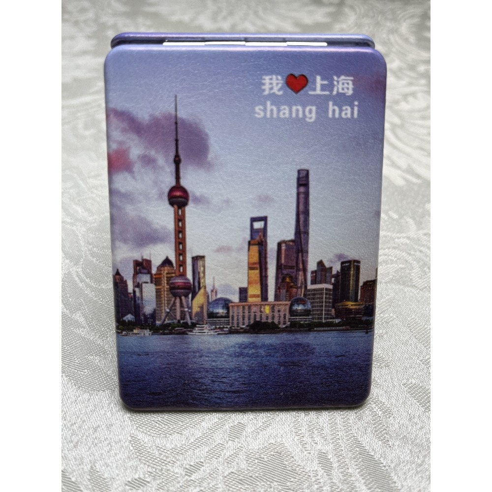 Shanghai paisagem espelho redondo espelho de maquiagem liga dobrável em destaque lembranças turísticas