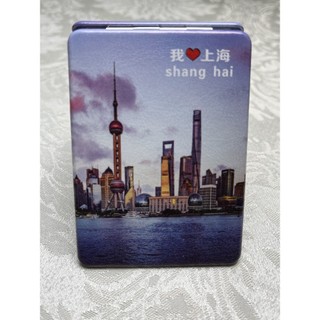 Shanghai paisagem espelho redondo espelho de maquiagem liga dobrável em destaque lembranças turísticas
