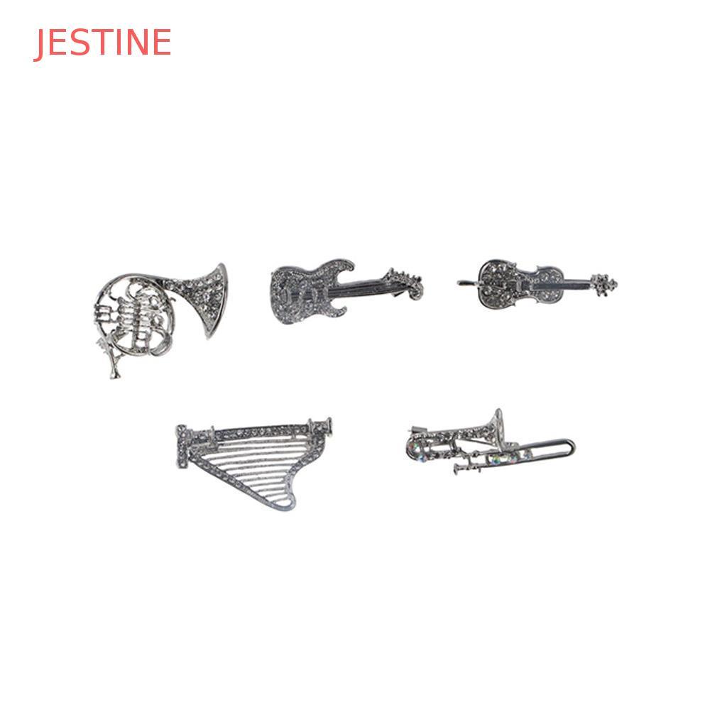 JESTINE Instrumentos Musicais Broche Diário Sax Harpa Violino Mini . De Partitura Musical De Guitarra Exclusiva Em Liga