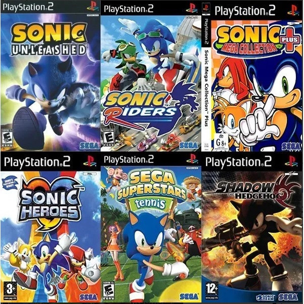 Games PS2 z kit COLEÇÃO (06 JOGOS) SONIC  kit z lay 2 Jogos  PLAY 2