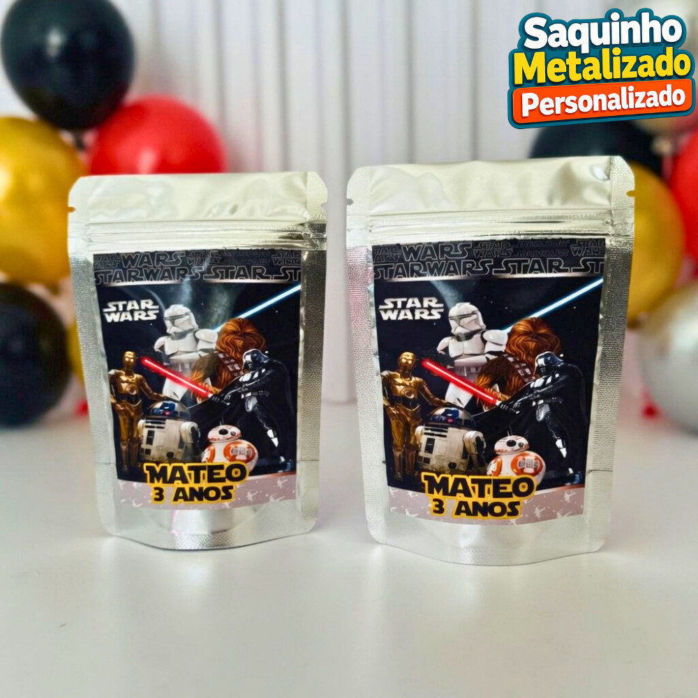 Saquinho Metalizado Star Wars Personalizado / Lembrancinha de Festa /Aniversário