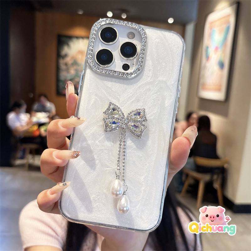 Gem Bownot E Capa De Strass Com Pingente De Pérola Para IQOO Z11 Turbo Z10 Z9 Z9S Pro Plus Z10X Lite Z9X Z7i Z5X Z3 U5 U