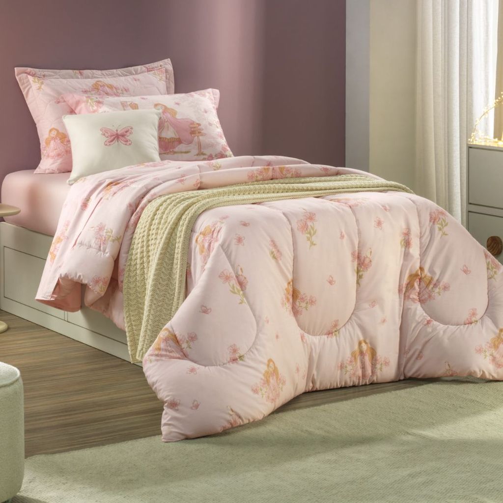 Kit Linha Amora Karsten 100% Algodão Percal 200 Fios | Edredom Solteiro e Casal + Jogo de Cama + Almofada Decorativa