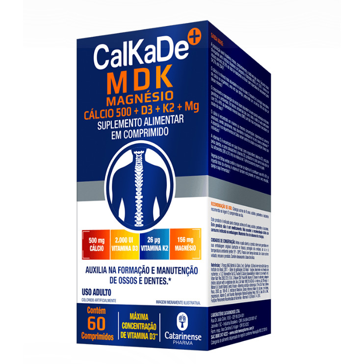 Calkade MDK Cálcio + Vitamina D3 + K2 + Magnésio Suplemento Ossos Músculos Imunidade