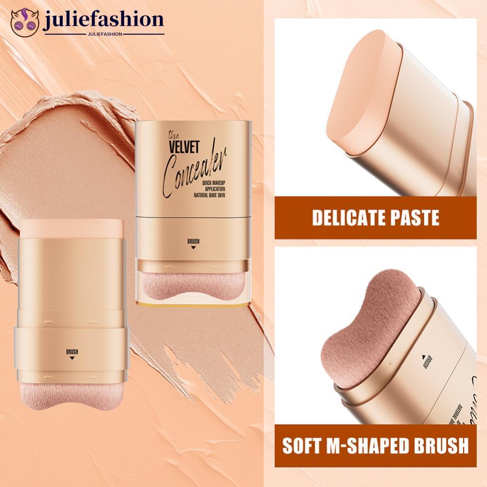 JULIEFASHION 2-Em-1 Corretivo Fundação Vara Cobre Olheiras À Prova D'água Resistente Ao Suor Maquiagem Facial Borracha C