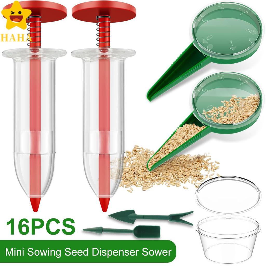16 Unidades Mini Dispensador De Sementes De Semeadura Conjunto De Semeador Manual Espalhador Portátil Com 2 Ferramentas