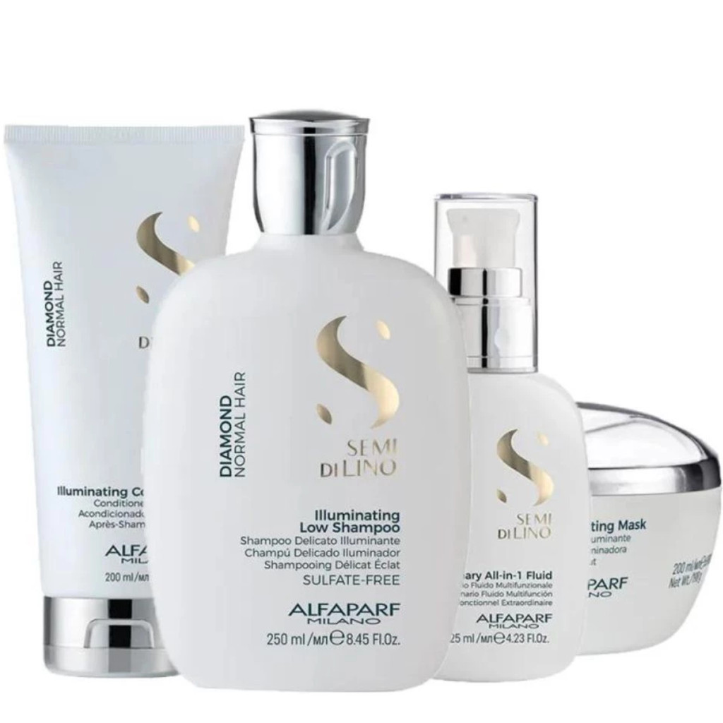 Kit Alfaparf Diamond Shampoo+Mask+Condicionador e Fluid Peq