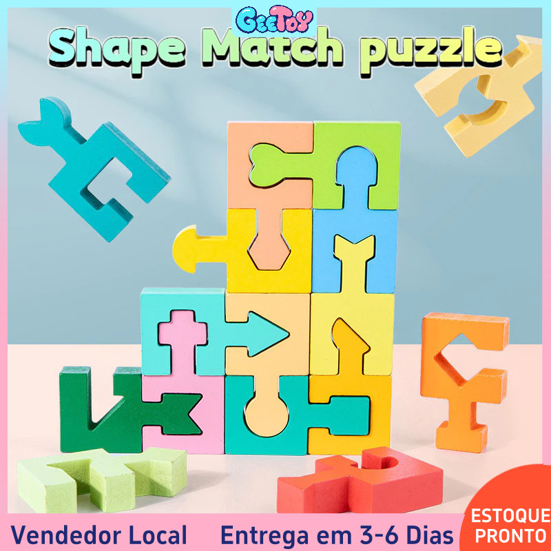 Brinquedo Educativo Montessori quebra-cabeça de encaixe formas criativo cognição aprendizagem infantil