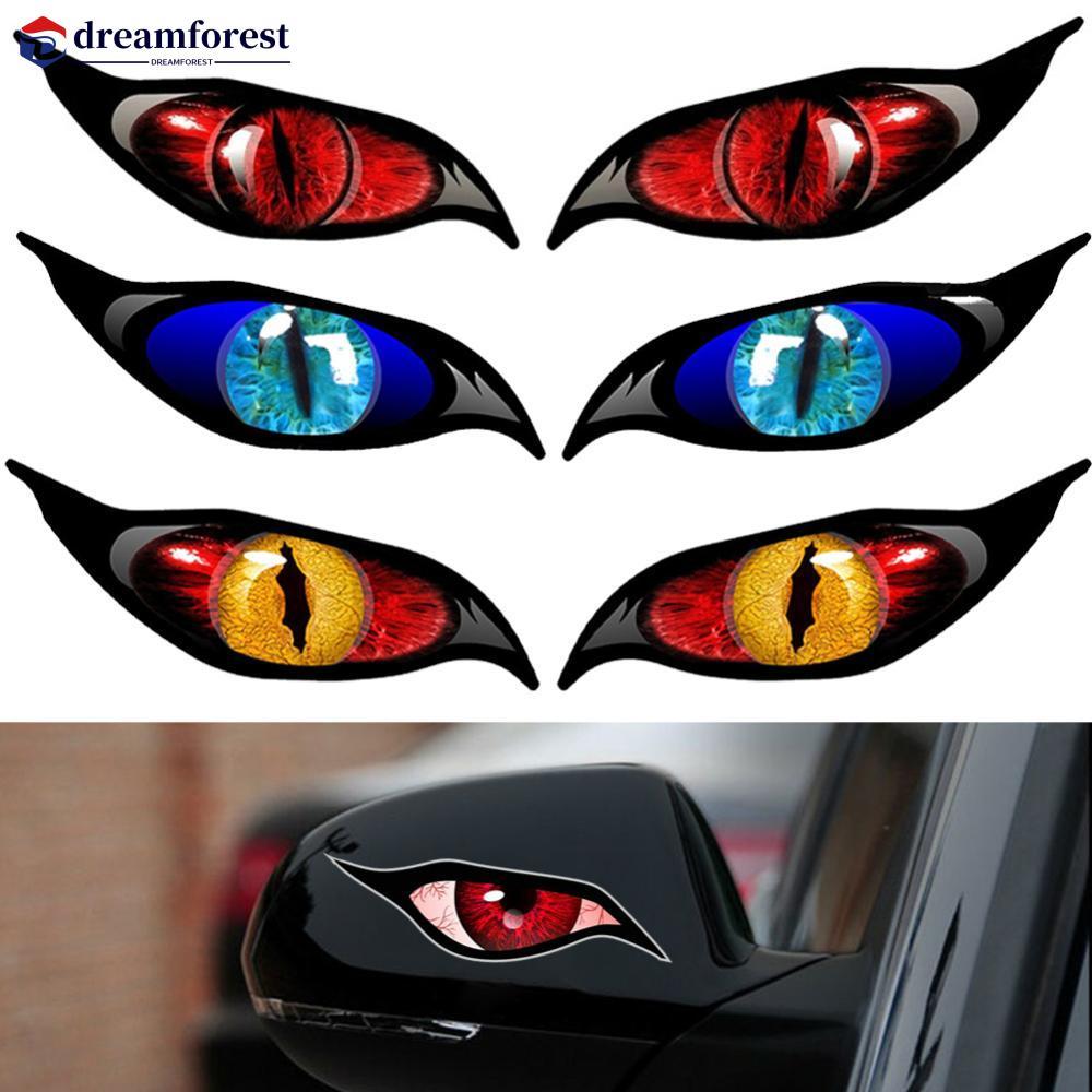 DREAMFOREST 2 Pçs 3D Estéreo Motocicleta Olhos De Gato Adesivo Espelho Retrovisor Decalque Para Moto Decoração Automátic