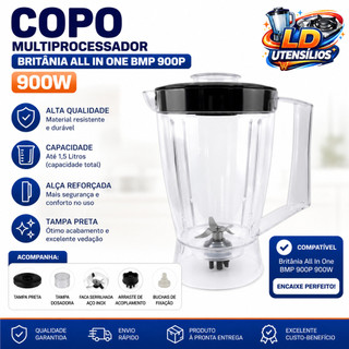 Copo Liquidificador Britania All In One BMP900P 900w ou PMP1200PI Brasil Compatível BMP 900P Alta Qualidade Envio Rápido