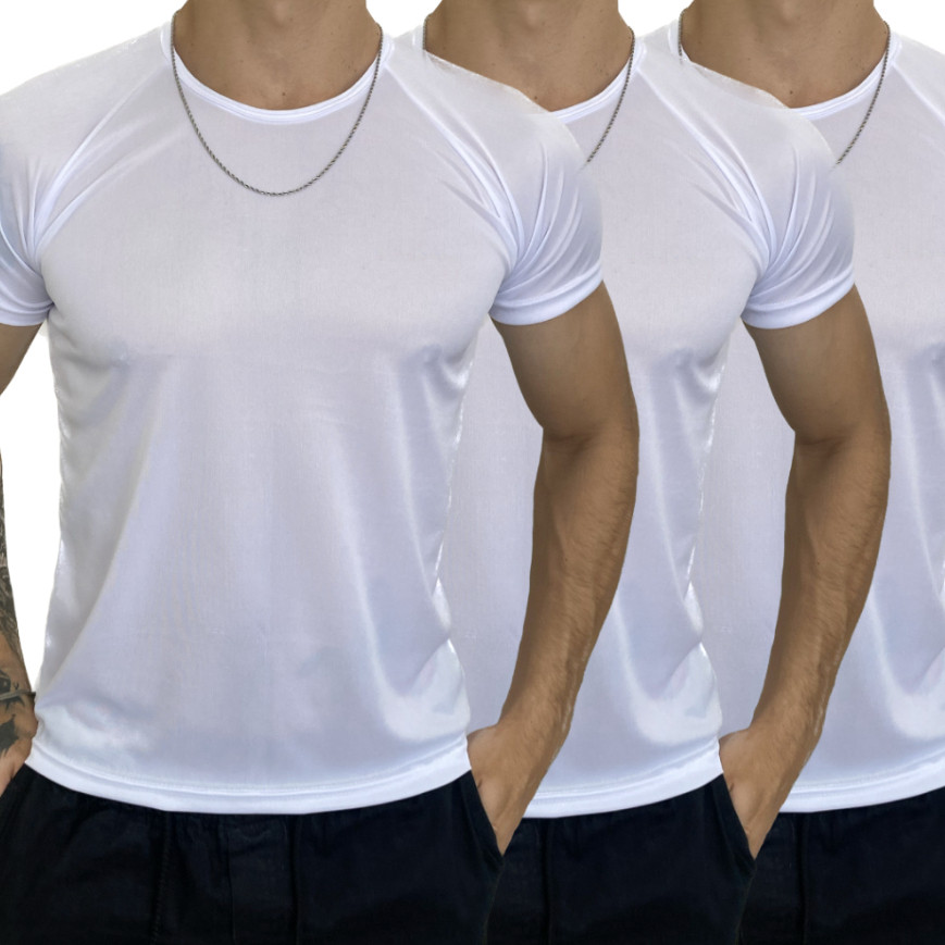 Kit com 3 ou 1 Camiseta Masculina Dry Fit Proteção Solar UV50 Térmica Anti Suor Academia Treino