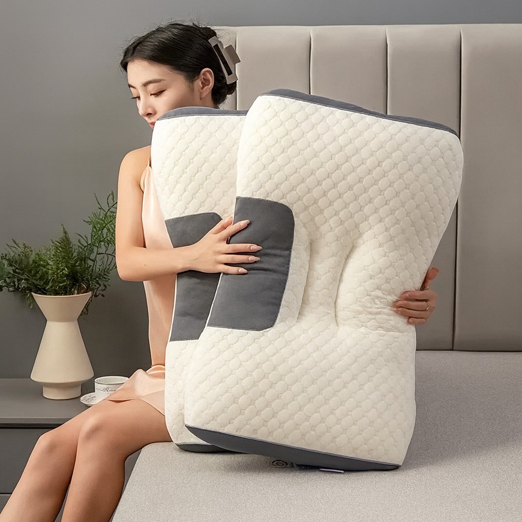1000g Travesseiro Ergonômico Cervical Ortopédica Respirável Apoio para Pescoço 74x48CM Lavável DKL