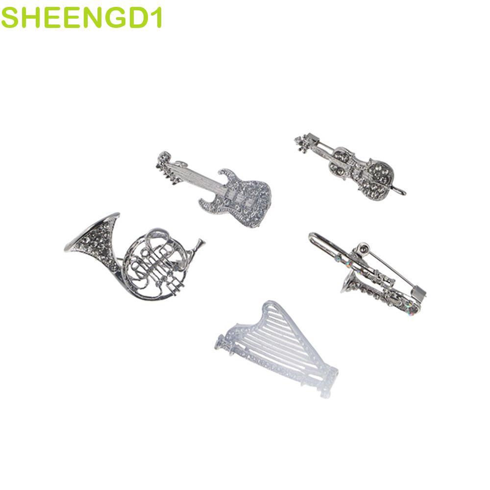 SHEENGD1 Mulheres Broche Roupas Acessórios Sax Violino Trombone Guitarra Luxo Sentido Estilo Coreano Distintivo