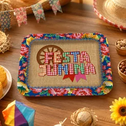 Bandeja Laminada de Festa Junina - Xodó - 40x35cm - 1 unidade - Cromus - Rizzo