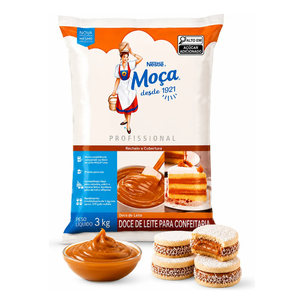 Doce De Leite Recheio Cobertura Moça Nestlé Profissional 3kg Confeitaria Sorveteria  Açai  Artesanal