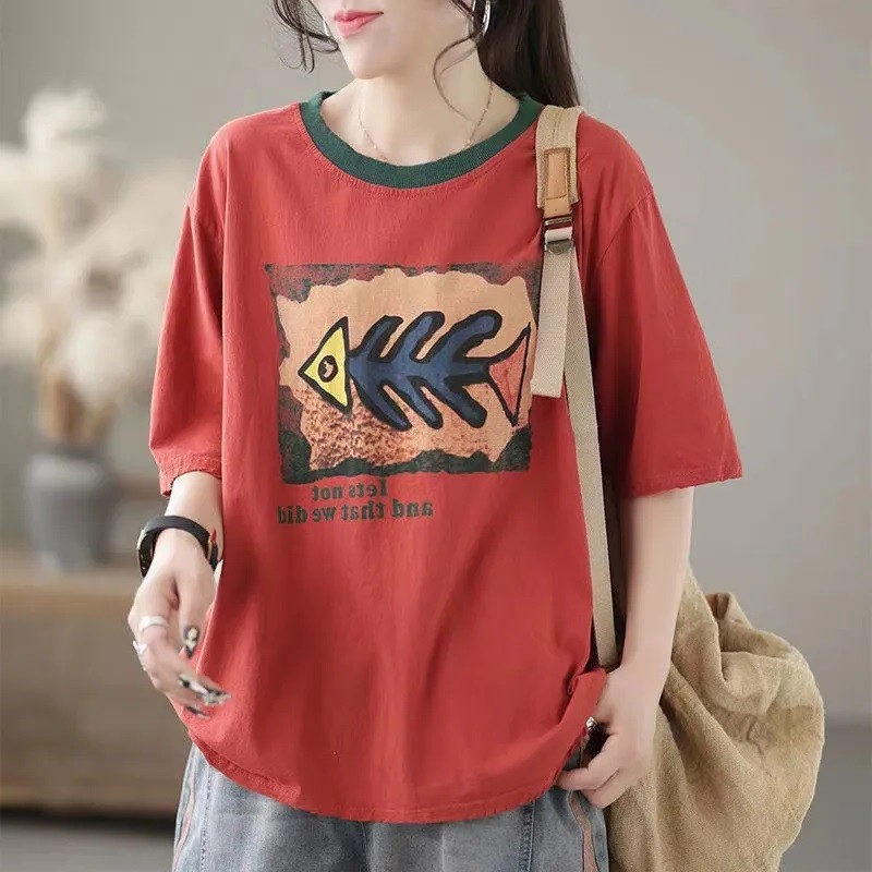 Plus Size roupas femininas 2026 verão novo estilo camiseta de manga curta roupas femininas soltas mais magro olhar gordu