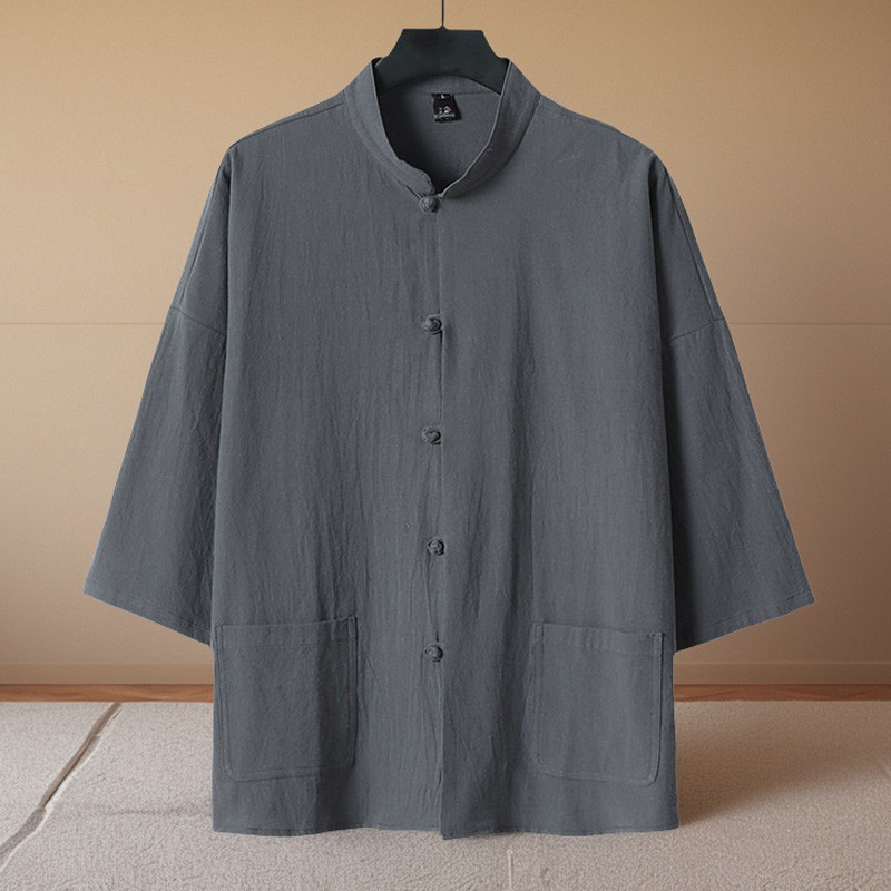 Tang terno camisa de linho masculina estilo chinês roupas de linho de algodão masculino primavera outono verão roupas ma