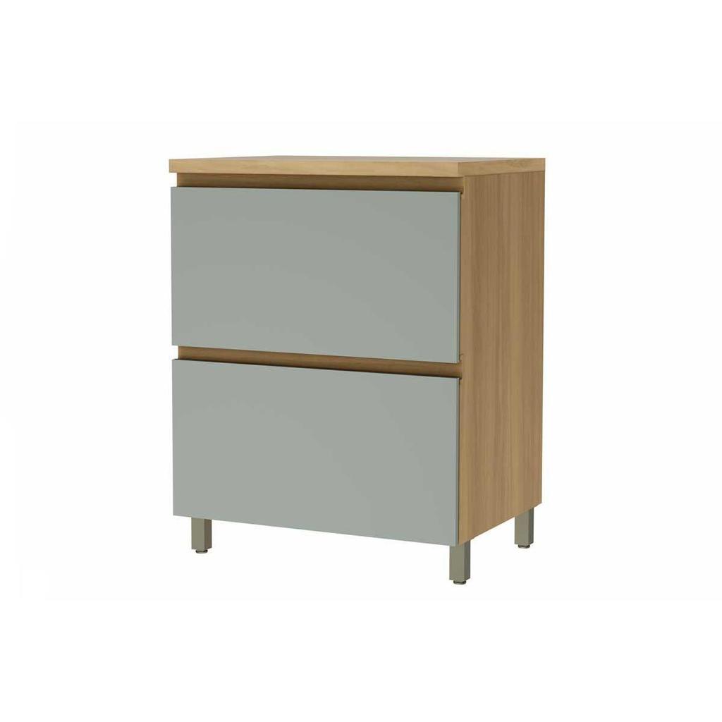 Balcão Cozinha p/Cooktop Rainha 1 Porta e 1 Gaveta c/ Tampo 70cm Nature/Verde - Nesher