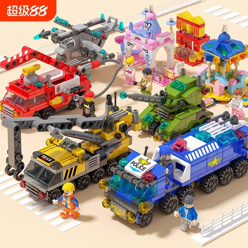 Bloco de construção música veículo blindado pesado brinquedo SWAT série militar forças especiais Base tanque helicóptero