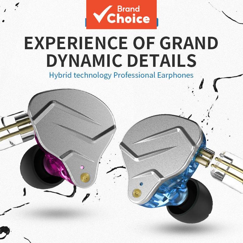 Fones de Ouvido KZ ZSN PRO [Cinza sem Microfone] Fones de Ouvido Híbridos 1BA+1DD com Graves de Metal, Cancelamento de