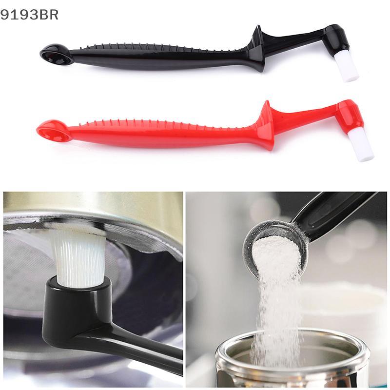 1PC Escova De Café Espresso Máquina Limpeza Cabo Longo Integrado Dois-Em-Um Com Colher Náilon BR
