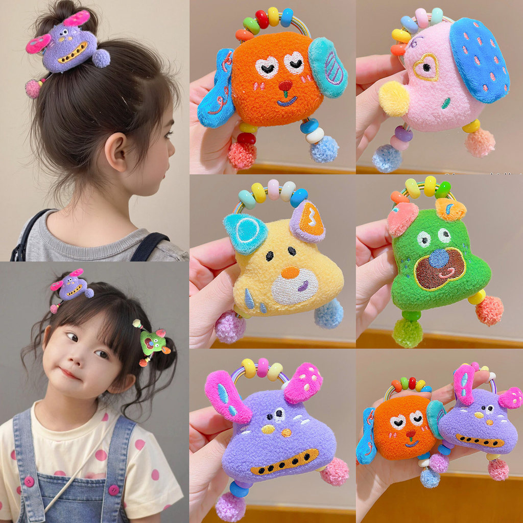 Engraçado boneca gravata faixa de borracha de cabelo menina alta elástica dos desenhos animados gravata cabeça de cabelo