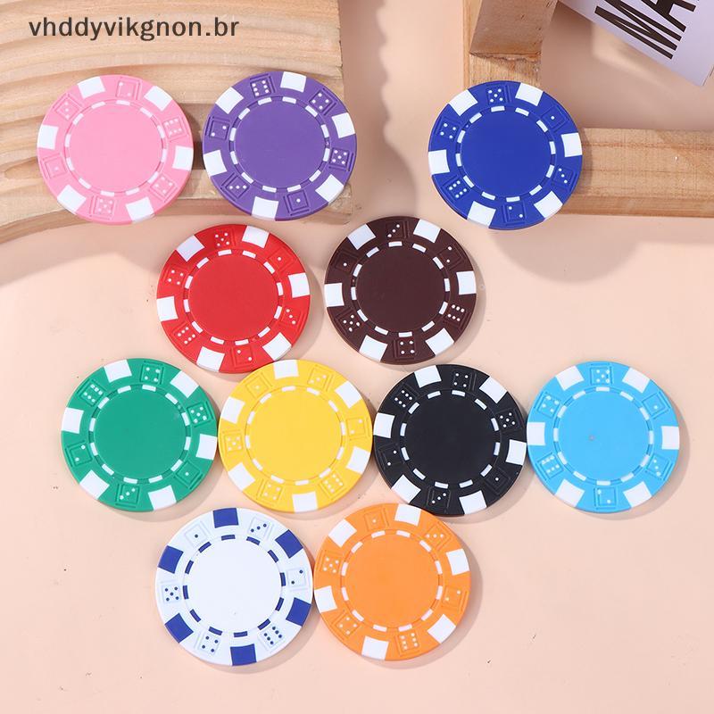 vhddyvikgnon 10 Peças De Chips De Pôquer De Plástico ABS Casino Texas Hold'em Poker Moedas De Metal 11.5g Game Chip Set